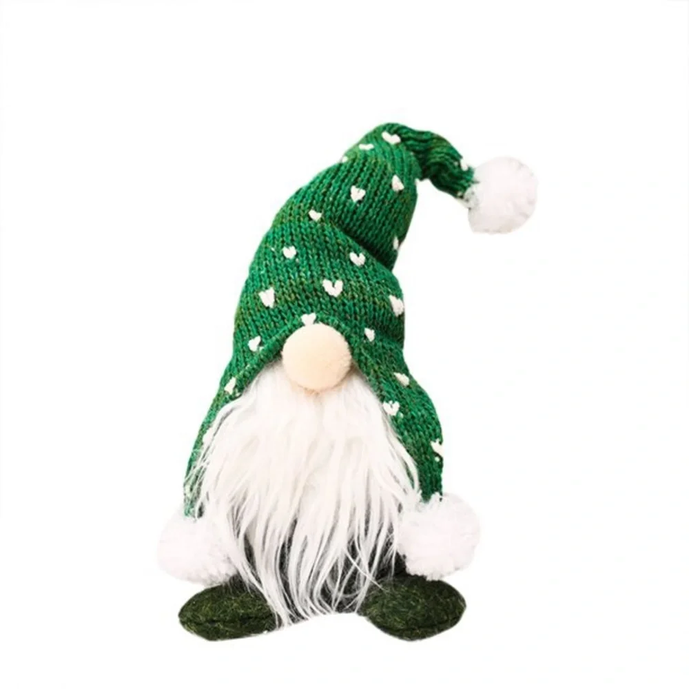 New Handmade Cute Green White Home Decor Linen Polyester Gnome Elf Doll Figurine
